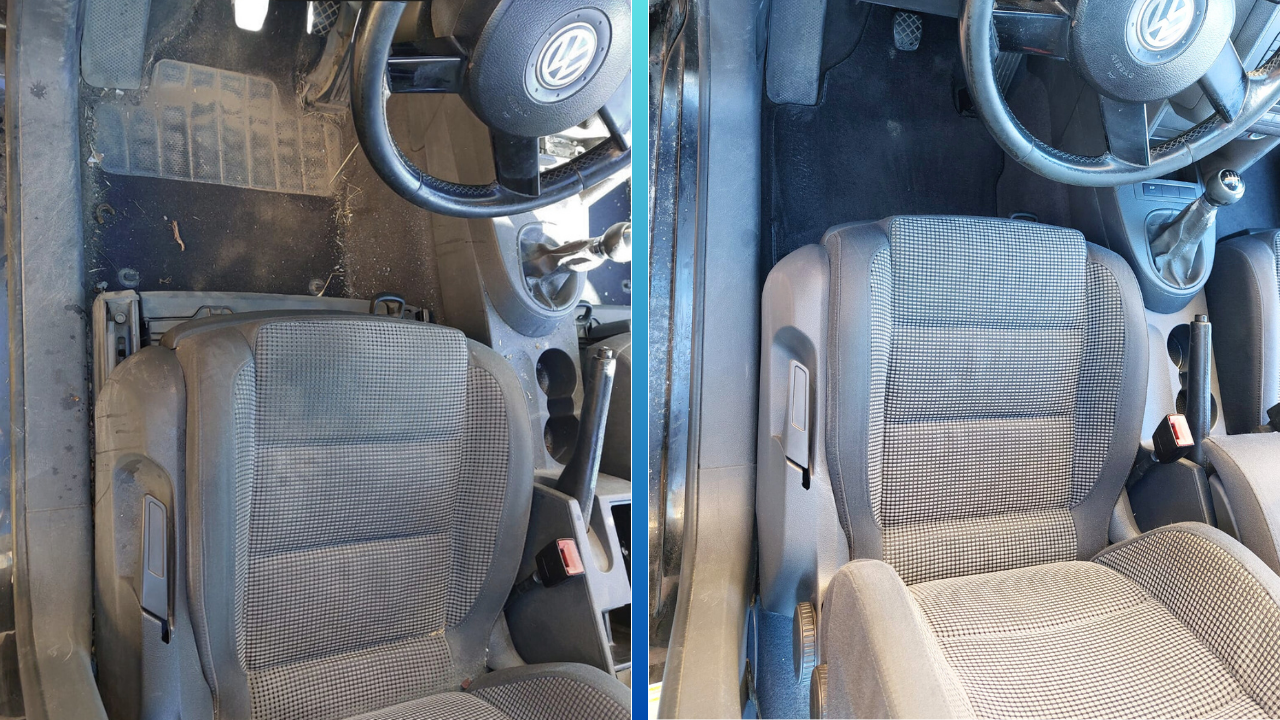 Interior masina before and after